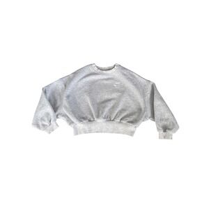 Girls' Nike Boxy Crewneck Crop Sweatshirt Size Small Light Gray Embroidered‎